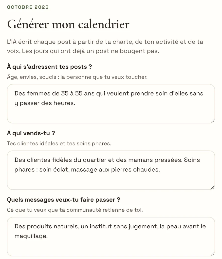 Les trois questions posées avant d'écrire le calendrier